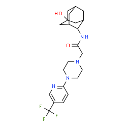 ChemSpider 2D Image | N-(5-hydroxy-2-adamantyl)-2-(4-(5-(trifluoromethyl)pyridin-2-yl)piperazin-1-yl)acetamide | C22H29F3N4O2