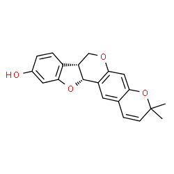ChemSpider 2D Image | (7aR,12aR)-3,3-Dimethyl-7a,12a-dihydro-3H,7H-[1]benzofuro[3,2-c]pyrano[3,2-g]chromen-10-ol | C20H18O4