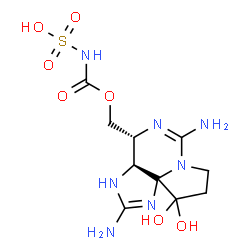 ChemSpider 2D Image | ({[(3aS,4R)-2,6-Diamino-10,10-dihydroxy-3a,4,9,10-tetrahydro-3H,8H-pyrrolo[1,2-c]purin-4-yl]methoxy}carbonyl)sulfamic acid | C10H17N7O7S