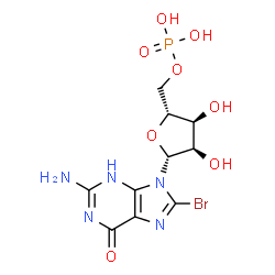 ChemSpider 2D Image | 8-Bromoguanosine 5'-(dihydrogen phosphate) | C10H13BrN5O8P