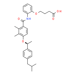 ChemSpider 2D Image | 4-[2-({4-[(1S)-1-(4-Isobutylphenyl)ethoxy]-2,3-dimethylbenzoyl}amino)phenoxy]butanoic acid | C31H37NO5