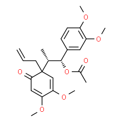 ChemSpider 2D Image | (1R,2S)-2-(1-Allyl-3,4-dimethoxy-6-oxo-2,4-cyclohexadien-1-yl)-1-(3,4-dimethoxyphenyl)propyl acetate | C24H30O7