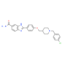 ChemSpider 2D Image | 2-(4-{[1-(4-Chlorobenzyl)-4-piperidinyl]methoxy}phenyl)-1H-benzimidazole-6-carboxamide | C27H27ClN4O2