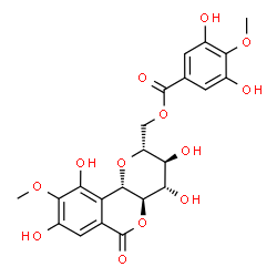 ChemSpider 2D Image | [(2R,3S,4S,4aR,10bS)-3,4,8,10-Tetrahydroxy-9-methoxy-6-oxo-2,3,4,4a,6,10b-hexahydropyrano[3,2-c]isochromen-2-yl]methyl 3,5-dihydroxy-4-methoxybenzoate | C22H22O13