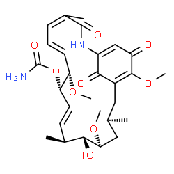 ChemSpider 2D Image | (8S,9S,12S,13R,14S,16R)-13-Hydroxy-8,14,19-trimethoxy-4,12,16-trimethyl-3,20,22-trioxo-2-azabicyclo[16.3.1]docosa-1(21),4,6,10,18-pentaen-9-yl carbamate | C28H38N2O9