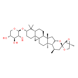 ChemSpider 2D Image | (1'S,2S,4aR,5'S,5aS,7aR,7bR,8R,10S,11aS,12aS,12bS,14aR)-1,1,5',7a,8,12a-Hexamethylhexadecahydro-2H-spiro[cyclopropa[1',8a']naphtho[2',1':4,5]indeno[2,1-b]pyran-10,2'-[3,6]dioxabicyclo[3.1.0]hexan]-2-y
l beta-D-xylopyranoside | C35H54O8