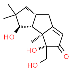 ChemSpider 2D Image | (3S,3aS,3bR,4R,6aS)-3,4-Dihydroxy-3-(hydroxymethyl)-3a,5,5-trimethyl-3,3a,3b,4,5,6,6a,7-octahydro-2H-cyclopenta[a]pentalen-2-one | C15H22O4