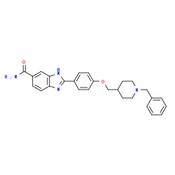 ChemSpider 2D Image | 2-{4-[(1-Benzyl-4-piperidinyl)methoxy]phenyl}-1H-benzimidazole-6-carboxamide | C27H28N4O2