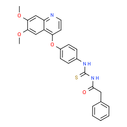 ChemSpider 2D Image | N-({4-[(6,7-Dimethoxy-4-quinolinyl)oxy]phenyl}carbamothioyl)-2-phenylacetamide | C26H23N3O4S