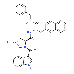 ChemSpider 2D Image | (4R)-4-Hydroxy-1-[(1-methyl-1H-indol-3-yl)carbonyl]-L-prolyl-N-benzyl-N-methyl-3-(2-naphthyl)-L-alaninamide | C36H36N4O4