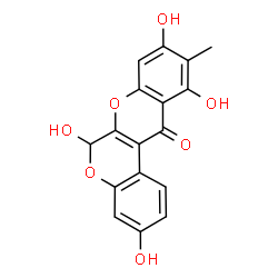 ChemSpider 2D Image | 3,6,9,11-Tetrahydroxy-10-methylchromeno[3,4-b]chromen-12(6H)-one | C17H12O7