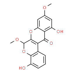 ChemSpider 2D Image | 4,11-Dihydroxy-6,9-dimethoxychromeno[3,4-b]chromen-12(6H)-one | C18H14O7
