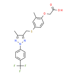 ChemSpider 2D Image | {2-Methyl-4-[({5-methyl-2-[4-(trifluoromethyl)phenyl]-2H-1,2,3-triazol-4-yl}methyl)sulfanyl]phenoxy}acetic acid | C20H18F3N3O3S