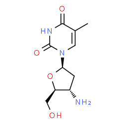ChemSpider 2D Image | 3'-Amino-3'-deoxythymidine | C10H15N3O4