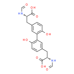 ChemSpider 2D Image | (2S,2'S)-3,3'-(6,6'-Dihydroxy-3,3'-biphenyldiyl)bis(2-formamidopropanoic acid) | C20H20N2O8