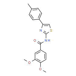 ChemSpider 2D Image | 3,4-Dimethoxy-N-[4-(4-methylphenyl)-1,3-thiazol-2-yl]benzamide | C19H18N2O3S
