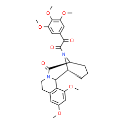 ChemSpider 2D Image | 1-[(1R,13S)-4,6-Dimethoxy-12-oxo-11,17-diazatetracyclo[11.3.1.0~2,11~.0~3,8~]heptadeca-3,5,7-trien-17-yl]-2-(3,4,5-trimethoxyphenyl)-1,2-ethanedione | C28H32N2O8