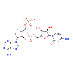 ChemSpider 2D Image | [(2R,3S,4R)-3-{[{[(2R,3S,4R,5R)-5-(4-Amino-2-oxo-1(2H)-pyrimidinyl)-3,4-dihydroxytetrahydro-2-furanyl]methoxy}(hydroxy)phosphoryl]oxy}-4-(6-amino-9H-purin-9-yl)tetrahydro-2-furanyl]methyl dihydrogen p
hosphate | C19H26N8O13P2