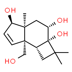 ChemSpider 2D Image | (2aS,3S,4aS,5R,7aS,7bR)-7a-(Hydroxymethyl)-2,2,4a-trimethyl-1,2,3,4,4a,5,7a,7b-octahydro-2aH-cyclobuta[e]indene-2a,3,5-triol | C15H24O4