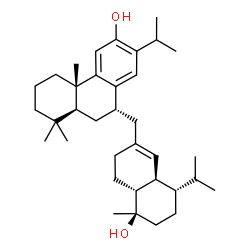 ChemSpider 2D Image | (7alpha)-7-{[(4aR,5R,8S,8aR)-5-Hydroxy-8-isopropyl-5-methyl-3,4,4a,5,6,7,8,8a-octahydro-2-naphthalenyl]methyl}abieta-8(14),9(11),12-trien-12-ol | C35H54O2