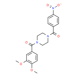 ChemSpider 2D Image | 1-(3,4-dimethoxybenzoyl)-4-(4-nitrobenzoyl)piperazine | C20H21N3O6