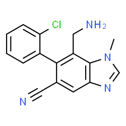 ChemSpider 2D Image | 7-(Aminomethyl)-6-(2-chlorophenyl)-1-methyl-1H-benzimidazole-5-carbonitrile | C16H13ClN4