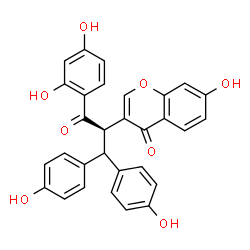 ChemSpider 2D Image | 3-[(2R)-1-(2,4-Dihydroxyphenyl)-3,3-bis(4-hydroxyphenyl)-1-oxo-2-propanyl]-7-hydroxy-4H-chromen-4-one | C30H22O8