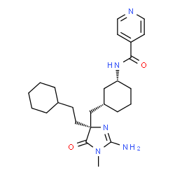 ChemSpider 2D Image | N-[(1r,3s)-3-{[(2e,4r)-4-(2-Cyclohexylethyl)-2-Imino-1-Methyl-5-Oxoimidazolidin-4-Yl]methyl}cyclohexyl]pyridine-4-Carboxamide | C25H37N5O2