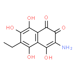 ChemSpider 2D Image | 3-Amino-6-ethyl-4,5,7,8-tetrahydroxy-1,2-naphthalenedione | C12H11NO6