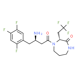 ChemSpider 2D Image | (3R)-4-[(3R)-3-Amino-4-(2,4,5-trifluorophenyl)butanoyl]-3-(2,2,2-trifluoroethyl)-1,4-diazepan-2-one | C17H19F6N3O2