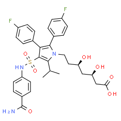 ChemSpider 2D Image | (3R,5R)-7-{3-[(4-Carbamoylphenyl)sulfamoyl]-4,5-bis(4-fluorophenyl)-2-isopropyl-1H-pyrrol-1-yl}-3,5-dihydroxyheptanoic acid | C33H35F2N3O7S