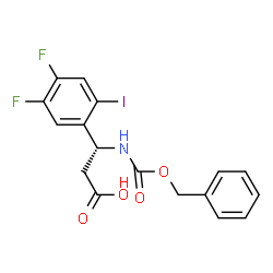 ChemSpider 2D Image | (3R)-3-{[(Benzyloxy)carbonyl]amino}-3-(4,5-difluoro-2-iodophenyl)propanoic acid | C17H14F2INO4