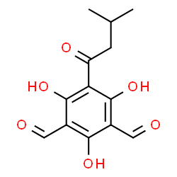 ChemSpider 2D Image | 2,4,6-Trihydroxy-5-(3-methylbutanoyl)isophthalaldehyde | C13H14O6