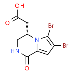 ChemSpider 2D Image | [(4S)-6,7-Dibromo-1-oxo-1,2,3,4-tetrahydropyrrolo[1,2-a]pyrazin-4-yl]acetic acid | C9H8Br2N2O3
