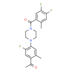 ChemSpider 2D Image | 1-{4-[4-(4,5-Difluoro-2-methylbenzoyl)-1-piperazinyl]-5-fluoro-2-methylphenyl}ethanone | C21H21F3N2O2