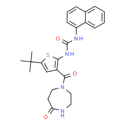 ChemSpider 2D Image | 1-{5-Tert-Butyl-3-[(5-Oxo-1,4-Diazepan-1-Yl)carbonyl]thiophen-2-Yl}-3-Naphthalen-1-Ylurea | C25H28N4O3S