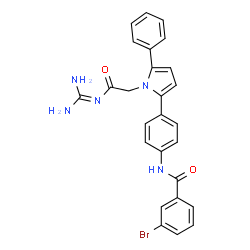 ChemSpider 2D Image | 3-bromo-N-[4-[1-(2-carbamimidamido-2-oxo-ethyl)-5-phenyl-pyrrol-2-yl]phenyl]benzamide | C26H22BrN5O2