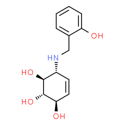 ChemSpider 2D Image | (1S,2S,3R,6R)-6-[(2-Hydroxybenzyl)amino]-4-cyclohexene-1,2,3-triol | C13H17NO4