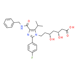 ChemSpider 2D Image | (3R,5R)-7-[4-(Benzylcarbamoyl)-2-(4-fluorophenyl)-5-isopropyl-1H-imidazol-1-yl]-3,5-dihydroxyheptanoic acid | C27H32FN3O5