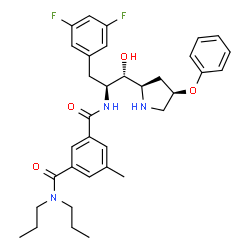 ChemSpider 2D Image | N'-{(1s,2r)-1-(3,5-Difluorobenzyl)-2-Hydroxy-2-[(2r,4r)-4-Phenoxypyrrolidin-2-Yl]ethyl}-5-Methyl-N,N-Dipropylisophthalamide | C34H41F2N3O4
