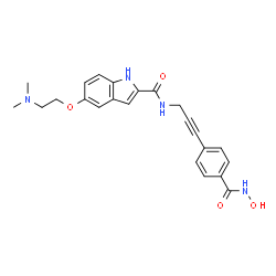 ChemSpider 2D Image | 5-[2-(Dimethylamino)ethoxy]-N-{3-[4-(hydroxycarbamoyl)phenyl]-2-propyn-1-yl}-1H-indole-2-carboxamide | C23H24N4O4