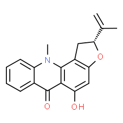 ChemSpider 2D Image | (2R)-5-Hydroxy-2-isopropenyl-11-methyl-1,11-dihydrofuro[2,3-c]acridin-6(2H)-one | C19H17NO3