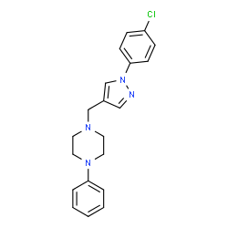 ChemSpider 2D Image | 1-{[1-(4-Chlorophenyl)-1H-pyrazol-4-yl]methyl}-4-phenylpiperazine | C20H21ClN4