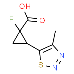 ChemSpider 2D Image | 1-Fluoro-2-(4-methyl-1,2,3-thiadiazol-5-yl)cyclopropanecarboxylic acid | C7H7FN2O2S