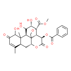 ChemSpider 2D Image | Methyl (8xi,10xi,12alpha,15beta)-15-(benzoyloxy)-1,11,12-trihydroxy-2,16-dioxo-13,20-epoxypicras-3-en-21-oate | C28H30O11