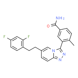 ChemSpider 2D Image | 3-{6-[2-(2,4-Difluorophenyl)ethyl][1,2,4]triazolo[4,3-a]pyridin-3-yl}-4-methylbenzamide | C22H18F2N4O