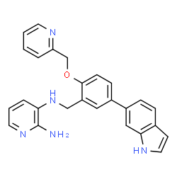 ChemSpider 2D Image | N~3~-[5-(1H-Indol-6-yl)-2-(2-pyridinylmethoxy)benzyl]-2,3-pyridinediamine | C26H23N5O