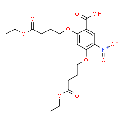 ChemSpider 2D Image | 2,4-Bis(4-ethoxy-4-oxobutoxy)-5-nitrobenzoic acid | C19H25NO10