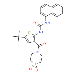 ChemSpider 2D Image | 1-{5-Tert-Butyl-3-[(1,1-Dioxidothiomorpholin-4-Yl)carbonyl]thiophen-2-Yl}-3-Naphthalen-1-Ylurea | C24H27N3O4S2