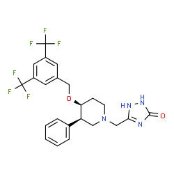 ChemSpider 2D Image | 5-{[(3R,4S)-4-{[3,5-Bis(trifluoromethyl)benzyl]oxy}-3-phenyl-1-piperidinyl]methyl}-1,2-dihydro-3H-1,2,4-triazol-3-one | C23H22F6N4O2
